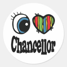 I Heart (Love) Chancellor Round Stickers