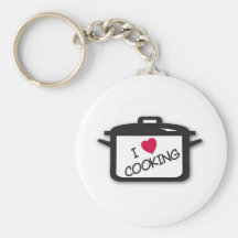 I Heart / Love Cooking Keychains
