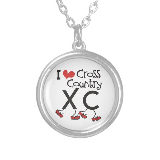I heart (love) Cross Country Running XC Personalized Necklace