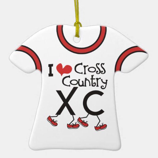 I heart (love) Cross Country Running XC Ornament