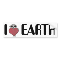 I Heart Love Earth Alien Bumper Sticker