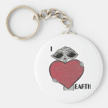 I Heart Love Earth Alien Key Chain