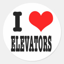 I HEART (LOVE) ELEVATORS ROUND STICKERS