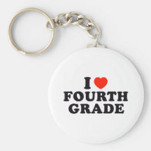 I Heart / Love Fourth Grade Keychain