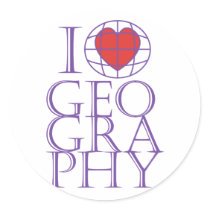 I heart (love) Geography Round Stickers