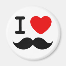 I heart / Love Moustaches / Moustaches Fridge Magnets