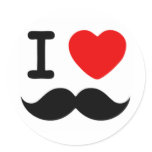 I heart / Love Moustaches / Moustaches Round Stickers