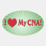 I HEART LOVE MY CNA NURSE OVAL STICKER