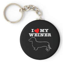 I (Heart) Love My Weiner Dog Key Chains