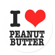 I HEART (LOVE) PEANUT BUTTER ROUND STICKERS
