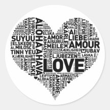 I HEART LOVE ROUND STICKERS