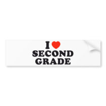 I Heart / Love Second Grade Bumper Sticker