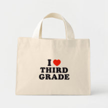 I Heart / Love Third Grade Canvas Bags