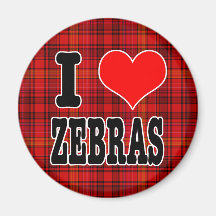 I HEART (LOVE) zebras Fridge Magnets