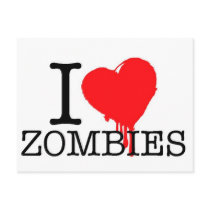 I HEART LOVE ZOMBIES POST CARDS