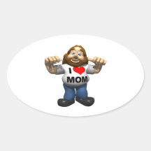I Heart Mom Oval Sticker