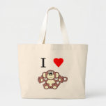 i heart monkey canvas bag