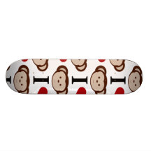 I Heart Monkeys I Love Monkey Valentines Gift Custom Skateboard