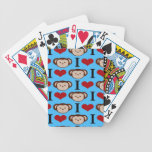 I Heart Monkeys Turquoise Teal Blue Valentines Bicycle Card Decks