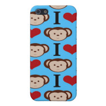 I Heart Monkeys Turquoise Teal Valentines Case For iPhone 5