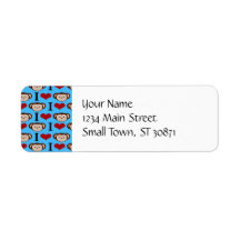 I Heart Monkeys Turquoise Teal Valentines Return Address Labels