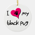 I heart my Black Pug Ornaments