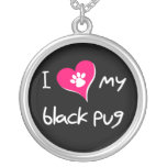 I heart my Black Pug Personalized Necklace