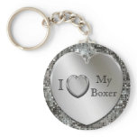 I Heart My Boxer Heart Keychain