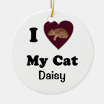 I Heart My Cat Personalized Ornament