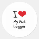 I heart My Mud Logger Round Sticker