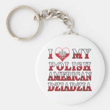 I Heart My Polish American Dziadzia Keychain
