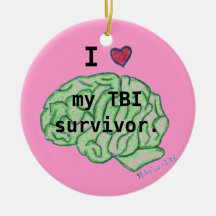 "I [heart] my TBI survivor" ornament