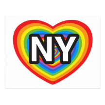 I heart New York. I love New York. NYC rainbow Postcards