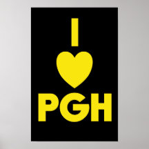 I Heart PGH Poster - Black 'n Gold