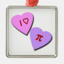 I Heart Pi Candy Hearts Christmas Tree Ornaments