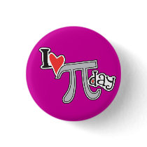 I heart Pi Day Pinback Buttons