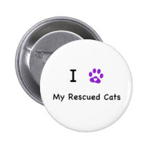 I Heart Rescued Cats Button