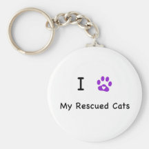 I Heart Rescued Cats Keychains