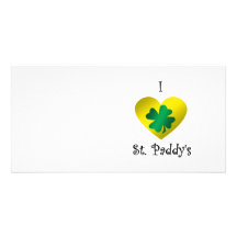 I heart Saint paddy's in green and gold Custom Photo Card