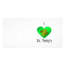 I heart Saint patty's in gold and green Personalized Photo Card