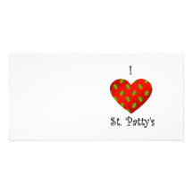 I heart Saint patty's in gold and red Photo Card