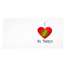 I heart Saint patty's in gold and red Personalized Photo Card