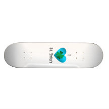 I heart Saint patty's in green and blue Skateboard Deck