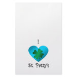 I heart Saint patty's in green and blue Stationery Design