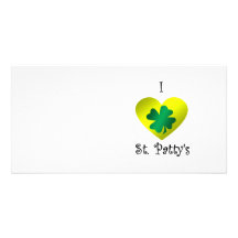 I heart Saint patty's in green and gold Customized Photo Card