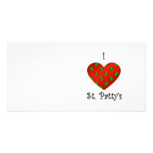 I heart Saint patty's in green and red Photo Card