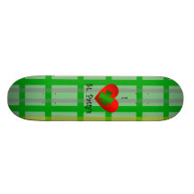 I heart saint patty's on gold green plaid skateboard decks