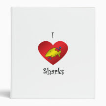 I heart sharks in gold binders
