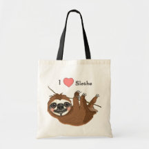 I Heart Sloths CUTE Baby Animal Tote Bag