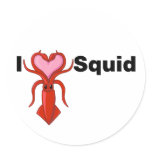 I Heart Squid Round Stickers